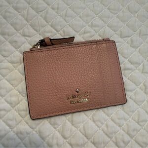 Kate Spade Jackson Street Clark Pebbled Leather Card Case in Soft Pink